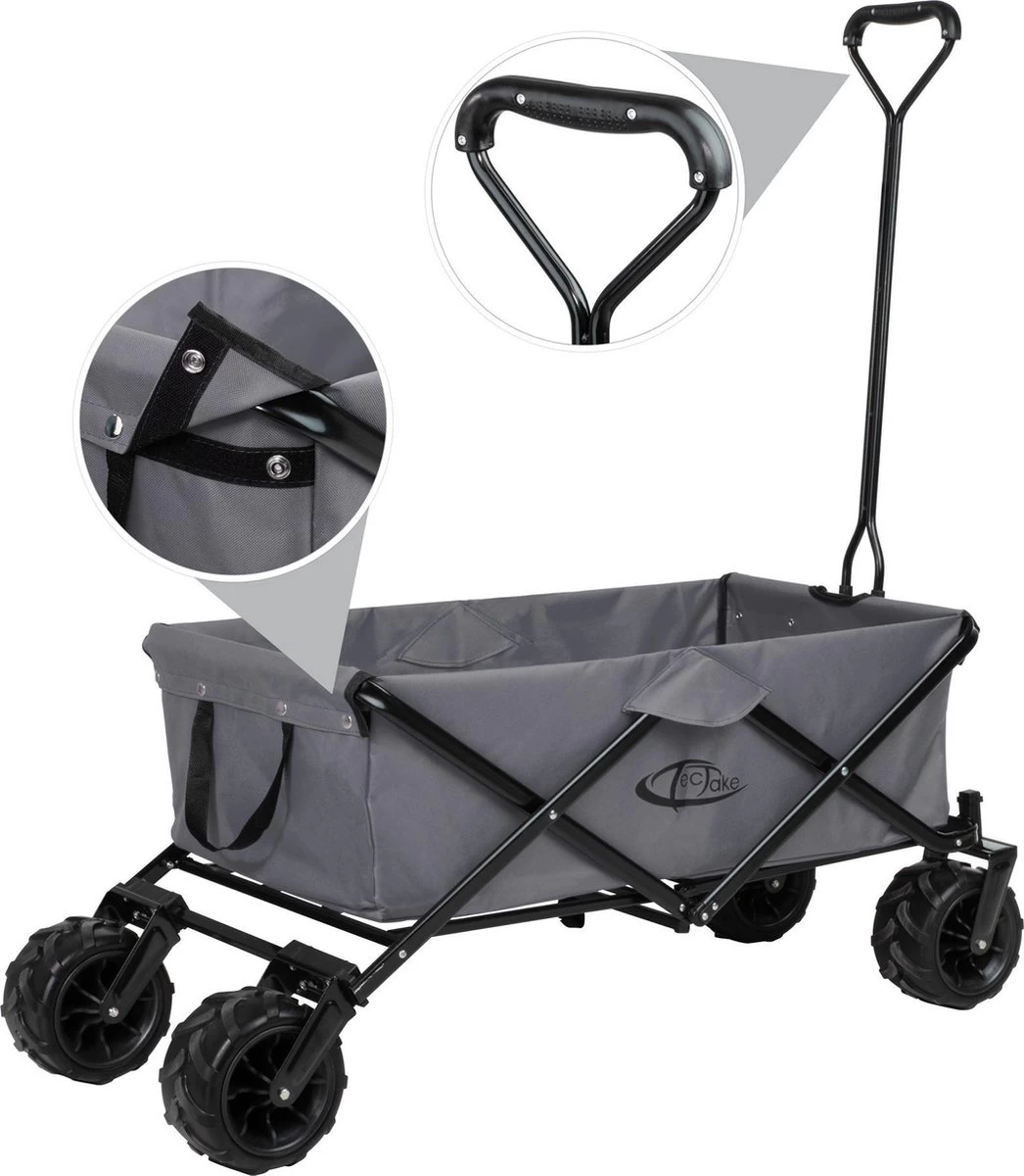 TecTake - Opvouwbare Bolderkar Heidrun Grijs 2 TecTake - Opvouwbare Bolderkar Heidrun Grijs - Afbeelding 2