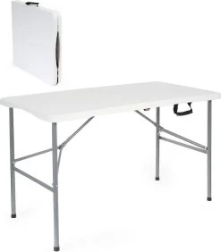 Toboli Klaptafel 120x60x74cm Campingtafel Wit; Bijzettafel, Inklapbare Tafel - Multistrobe -Kampeerclub 1051x1200
