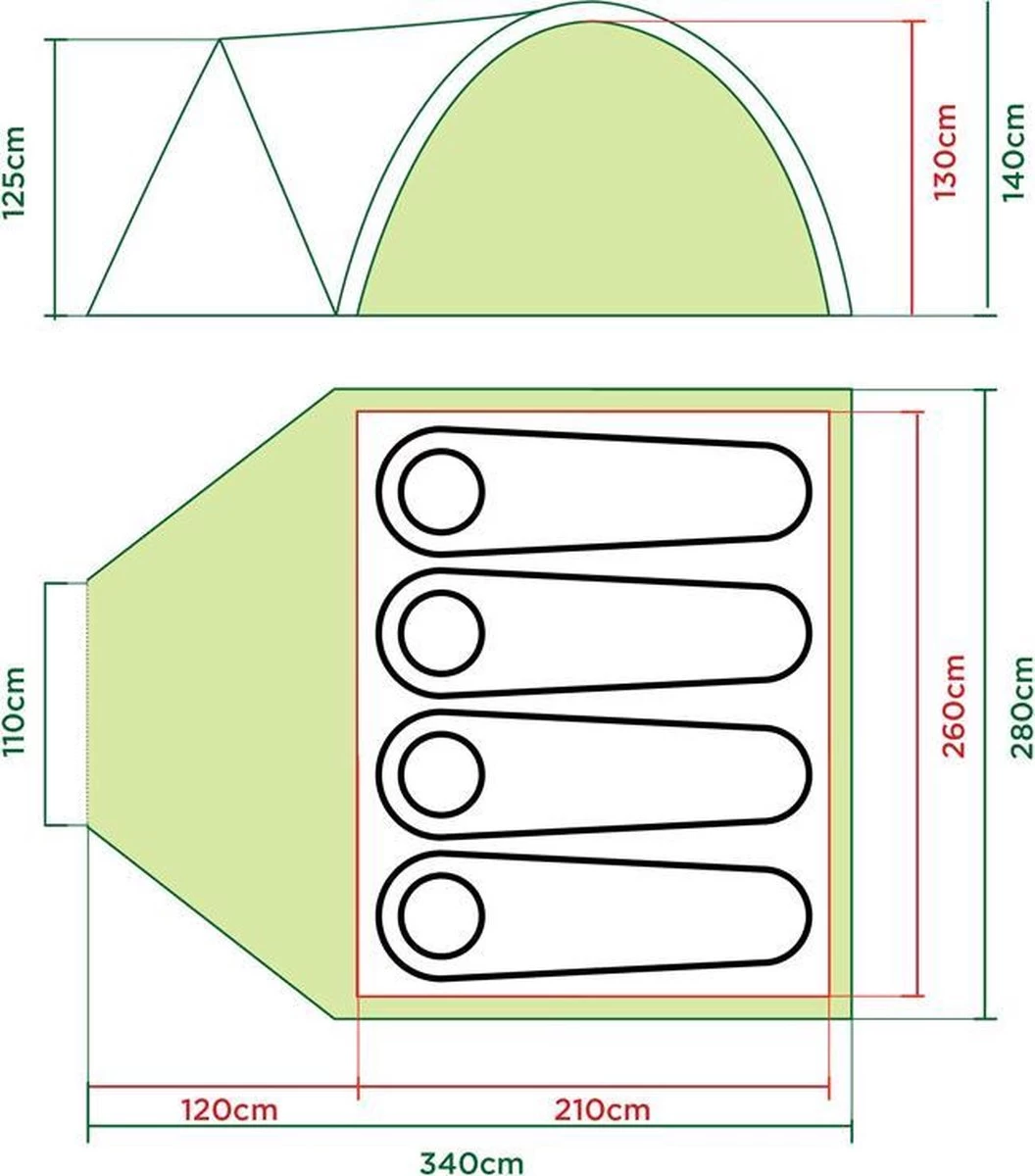Coleman Darwin 4 Plus Koepeltent - 4-Persoons - Groen 9 Coleman Darwin 4 Plus Koepeltent - 4-Persoons - Groen - Afbeelding 9
