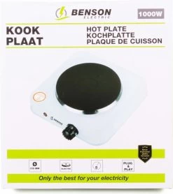 Benson Kookplaat - Enkel - Wit - 1000W -Kampeerclub 1067x1200