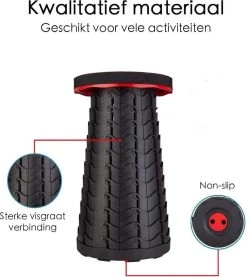 Kampeerkruk - Uitschuifbare Kruk - Rood/Zwart- Tot 120 Kg - Travel Stool - Opvouwbare Campingkruk - Inklapbaar Krukje - Telescopische Kruk - Camping - Outdoor 17 Kampeerkruk - Uitschuifbare Kruk - Rood/Zwart- Tot 120 Kg - Travel Stool - Opvouwbare Campingkruk - Inklapbaar Krukje - Telescopische Kruk - Camping - Outdoor -Kampeerclub 1069x1200