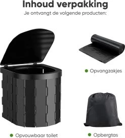 KNGZ Outdoor Gear – Camping Toilet – Nieuw Model – Biologisch Afbreekbare Zakjes – Opvouwbare Camping Toilet Met Deksel – Camping Toilet Hoge Zit – Draagbare WC Emmer Volwassen – Draagbaar Mobiel Potje – Nachtemmer – Opvouwbaar Toilet – Kamperen -Kampeerclub 1087x1200 5