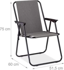 Relaxdays Campingstoel Inklapbaar Set Van 2 - Klapstoel 100 Kg - Visstoel Met Armleuningen - Grijs -Kampeerclub 1094x1200