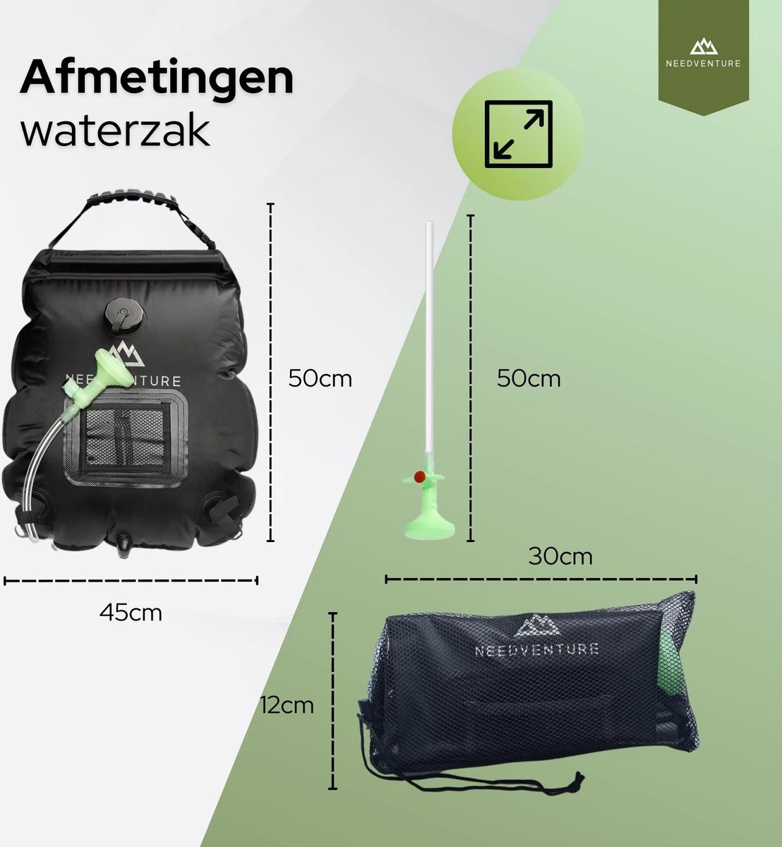 Needventure Solar Douche - Camping Douchezak - Buiten Douche - Tuindouche - Inclusief Thermometer - Waterzak Met Douchekop - 20L - Zwart 7 Needventure Solar Douche - Camping Douchezak - Buiten Douche - Tuindouche - Inclusief Thermometer - Waterzak Met Douchekop - 20L - Zwart - Afbeelding 7