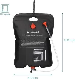 Navaris Campingdouche Op Zonne-energie - 20 Liter - Verwarmbare Camping Douchezak Met Douchekop, Slang En Kraan - Ideaal Voor Reizen En Kamperen -Kampeerclub 1126x1200 1
