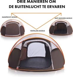 Fly Lab Luxe Pop Up Tent - Kampeer Tent - Grijs/Oranje - 4 Persoons -Kampeerclub 1136x1200 2