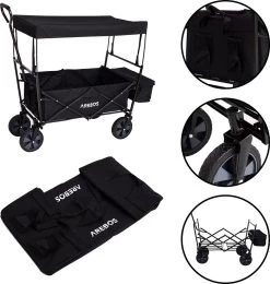 AREBOS Handwagen Vouwbare Dak Handwagen Vouwbare Trolley Uitrustingswagen Zwart -Kampeerclub 1141x1200 8