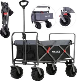 AREBOS Handkar | Transportwagen | Apparatuurwagen | Opvouwbaar | Zwart / Grijs