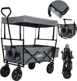 AREBOS Handwagen Vouwbare Dak Handwagen Vouwbare Trolley Uitrustingswagen Grijs -Kampeerclub 1146x1200 14