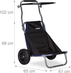 Relaxdays Strandkar Opvouwbaar - Strandstoel Met Zonnedak - Strand Stoel Op Wielen -Kampeerclub 1162x1200