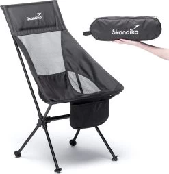 Skandika Campingstoel Compact – Campingstoelen - Campingstoel Tot 150 Kg Belastbaar - Kampeerstoel, Visstoel, Kleine Pakmaat, Opvouwbaar, Stabiel, Licht, Comfortabel Gepolsterd – Draagtas Meegeleverd - Vouwstoel – Zwart