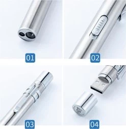 Merkloos 2 Stuks RVS Penlight - Usb Oplaadbare Zaklamp Zwart - Zilverkleur -Kampeerclub 1170x1200 10
