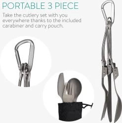 Navaris Campingbestek Van Titanium - Set Met Vork, Mes En Lepel - Inklapbaar - Bestekset Voor Onderweg - Inclusief Karabijnhaak En Bewaarzakje -Kampeerclub 1184x1200 11