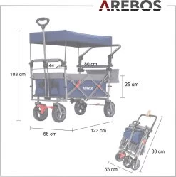 AREBOS Premium Steekwagen Met Dak Opvouwbare Tuinkar Handkar Bolderkar Blauw / Grijs 17 AREBOS Premium Steekwagen Met Dak Opvouwbare Tuinkar Handkar Bolderkar Blauw / Grijs -Kampeerclub 1188x1200 14
