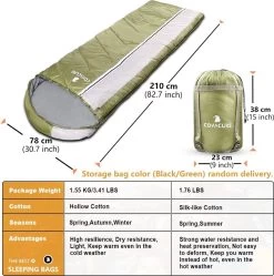 COVACURE 1.5/0.8kg Slaapzak, 3 Seizoenen Ultra Warm & Lichtgewicht Slaapzak Voor Volwassenen, Envelop Compacte Outdoor Slaapzakken Met Draagbare Compressie Tas Voor Camping, Rugzakken, Wandelen... -Kampeerclub 1189x1200 4