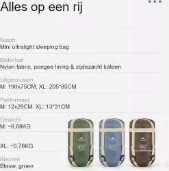 Naturehike® Slaapzak - Lichtgewicht - 190*75cm - Compact - Waterdicht - 3 Seizoenen Slaapzak Lente, Zomer & Herfst - Outdoor - Slaapzakken Volwassen & Kinderen -Kampeerclub 1190x1200 10