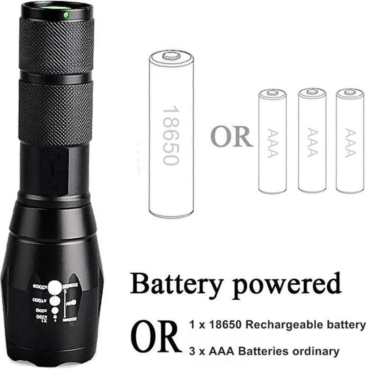 IGOODS - 2 STUKS LED Zaklamp - Wit Licht- Licht Gewicht - Militaire Zaklamp - LED Zaklamp - Inzoombaar 4 IGOODS - 2 STUKS LED Zaklamp - Wit Licht- Licht Gewicht - Militaire Zaklamp - LED Zaklamp - Inzoombaar - Afbeelding 4