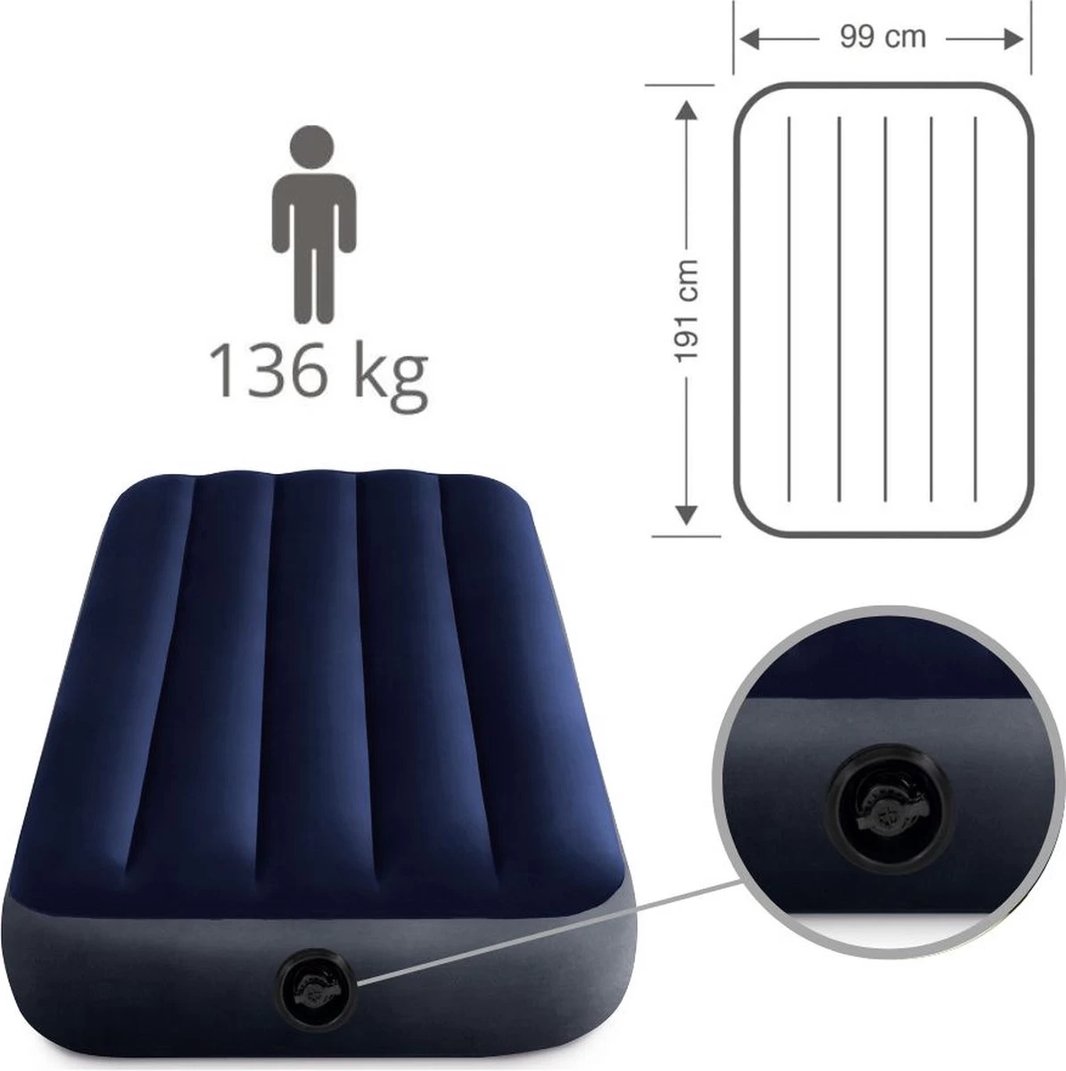 Intex Downy Twin Luchtbed - 1-persoons - 191x99x22 Cm 11 Intex Downy Twin Luchtbed - 1-persoons - 191x99x22 Cm - Afbeelding 11