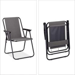 Relaxdays Campingstoel Inklapbaar Set Van 2 - Klapstoel 100 Kg - Visstoel Met Armleuningen - Grijs -Kampeerclub 1198x1200