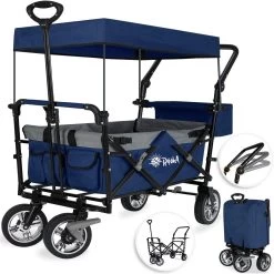 Rijoka Luxe Opvouwbare Bolderkar/Bolderwagen | Met Dakje En Draagtas | Marine Blauw -Kampeerclub 1198x1200 35