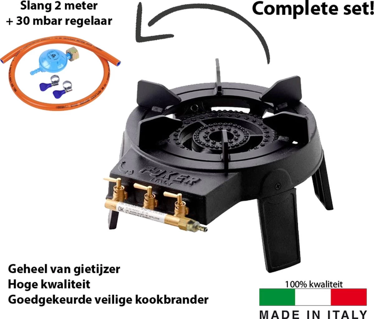 Foker Originele Wokbrander Set - Gietijzer - 3 Verschillende Kleppen - Met Uitneembare Ring Geschikt Voor Pannen En Wokken - Max 9,4kW - Propaan 1 Foker Originele Wokbrander Set - Gietijzer - 3 Verschillende Kleppen - Met Uitneembare Ring Geschikt Voor Pannen En Wokken - Max 9,4kW - Propaan