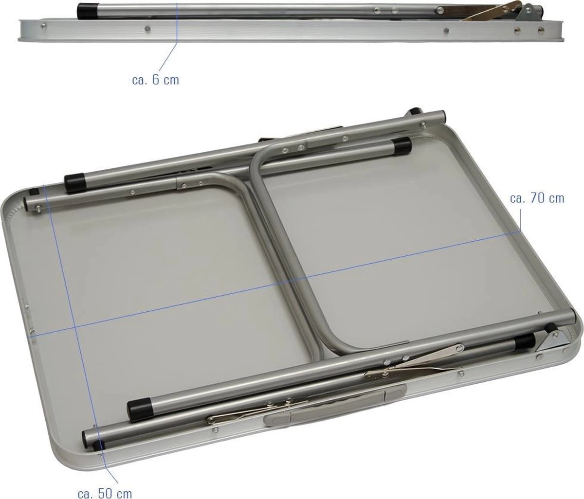 Alu Campingtafel 70x55cm - Inklapbbar Kampeertafel - Picknicktafel Licht Vouwtafel Klaptafel Grijs 7 Alu Campingtafel 70x55cm - Inklapbbar Kampeertafel - Picknicktafel Licht Vouwtafel Klaptafel Grijs - Afbeelding 7