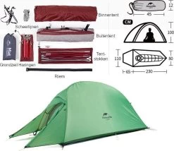 Cloud Up 1 Upgraded - Naturehike® - 1 Persoons Tent - Lichtgewicht Tent - Incl. Grondzeil - 210T 3000mm - Outdoor - Waterdicht - Hiking & Wandelen -Kampeerclub 1200x1038 2