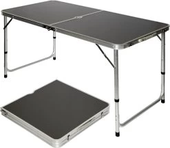 Aluminium Kampeertafel 120x60cm - Campingtafel Inklapbaar - 3-voudig Verstelbare Vouwtafel Antraciet