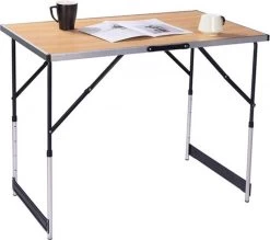 Kamyra® Campingtafel Inklapbaar - Kampeertafel, Partytafel - Opvouwbaar, Lichtgewicht & In Hoogte Verstelbaar - Aluminium/Hout -Kampeerclub 1200x1066