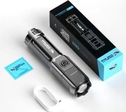 Merkloos Smiling Shark 622a Telescopische Oplaadbare LED Zaklamp - 700lm - Sterk Licht - Oplaadbaar Via USB - 1200mAh - Zwart -Kampeerclub 1200x1067 6