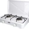 EDM 2-Pits Gaskooktoestel - Camping - Wit - 46x30x12 Cm
