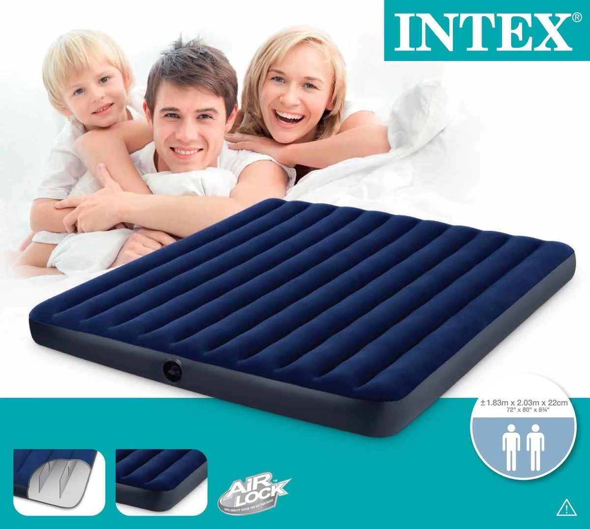 Intex King Luchtbed - 2-persoons - 203x183x22 Cm 4 Intex King Luchtbed - 2-persoons - 203x183x22 Cm - Afbeelding 4