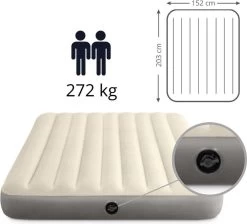 Intex Luchtbedset Intex Luchtbed - 2-Persoons - 152 X 203 X 25 Cm - Beige + Intex Elektrische Pomp - 650 Liter/min + Hoeslaken Wit + Reparatieset -Kampeerclub 1200x1090 10