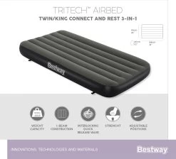 Bestway 3-in-1 Luchtbed - Connect - Zwart - 188x99cm - PVC/Polyester - Single, Double Single En Twin Opblaasbed - Tritech Materiaal - I-Beam Constructie -Kampeerclub 1200x1090 4