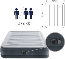 Intex Luchtbed - Twijfelaar - 137 X 191 X 33 Cm - Grijs - Met Ingebouwde Pomp, Hoeslaken Antraciet En Reparatieset -Kampeerclub 1200x1100 9