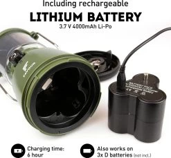 Favour L0818 Retro Camping Lamp Oplaadbaar LED, 320 Lumen, IP64 Waterdicht, Draagbare Kampeerlamp, Tentlamp, Acculamp, Traploos Dimbare Lamp Incl. Kaarslicht-modus, Groen -Kampeerclub 1200x1106 10