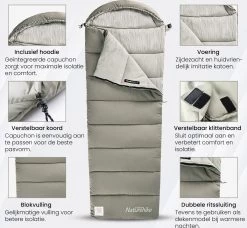 Naturehike® Slaapzak Katoen - 6 Tot 1 Graden - Slaapzakken Volwassenen - 220*80cm - 4 Seizoenen Slaapzak Lente, Zomer, Herfst & Winter - Lichtgewicht & Waterdicht -Kampeerclub 1200x1106 6