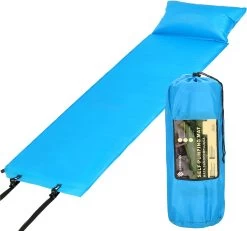 Springos Slaapmat | Zelfopblazend | 186 Cm | Inclusief Hoes & Hoofdkussen | Lichtblauw