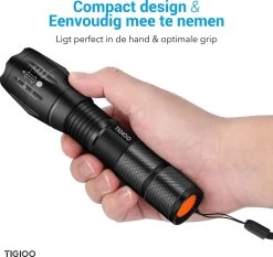 TIGIOO Zaklamp LED Oplaadbaar - Incl. Oplader & Batterij & Koffertje - Zaklamp Militaire 17 TIGIOO Zaklamp LED Oplaadbaar - Incl. Oplader & Batterij & Koffertje - Zaklamp Militaire -Kampeerclub 1200x1130 2