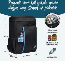 Sunflake Koelrugzak Groot - Lunchtas - Koeltas Backpack Voor Dames & Heren - Zwart -Kampeerclub 1200x1132 1