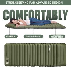 ETROL Camping Slaapmat-2-in-1 Zelfopblazende Kampeermat Met Kussen (78"x 28"), Lichtgewicht, Dik 4"compact Kussen, Geschikt Voor Zelfrijdende Reizen, Lekvrije, Waterdichte Tent -Kampeerclub 1200x1132 4