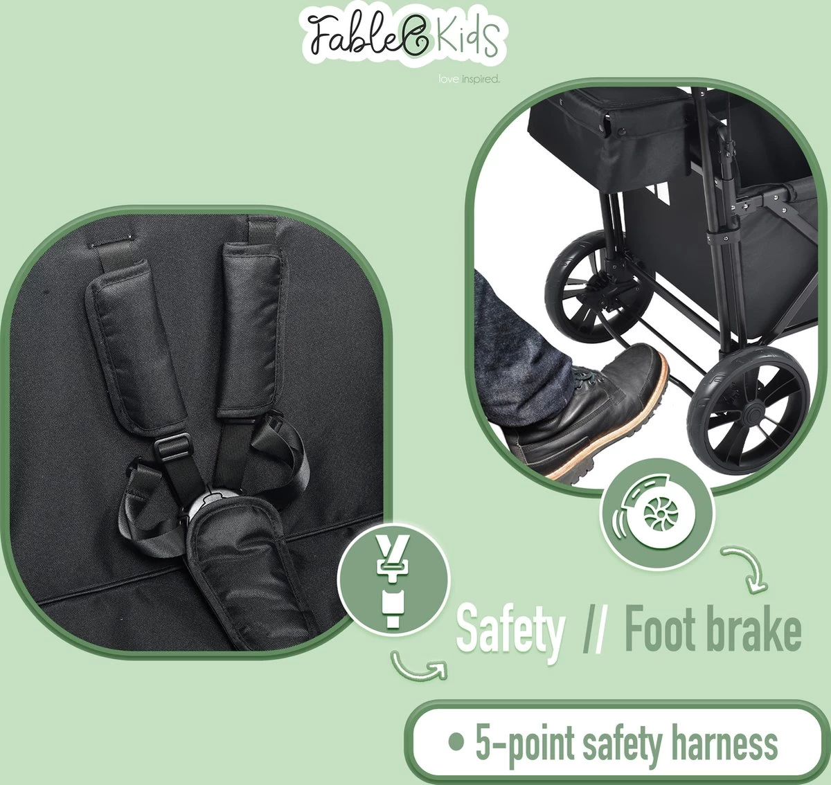 FableKids LEO X2 Lite Opvouwbare Handkar Met Dak Onyx Zwart 9 FableKids LEO X2 Lite Opvouwbare Handkar Met Dak Onyx Zwart - Afbeelding 9