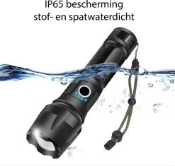 Militaire Zaklamp LED Oplaadbaar USB - 3000 Lumen - Holster - 3000 MAh Batterij - Aanpasbare Zoom - 5 Lichtmodi - IP65 Spatwaterdicht - Zwart -Kampeerclub 1200x1140 7