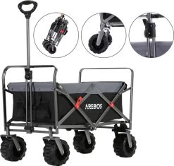 AREBOS Handkar | Transportwagen | Apparatuurwagen | Opvouwbaar | Zwart / Grijs -Kampeerclub 1200x1140 9