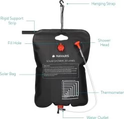 Navaris Campingdouche Op Zonne-energie - 20 Liter - Verwarmbare Camping Douchezak Met Douchekop, Slang En Kraan - Ideaal Voor Reizen En Kamperen -Kampeerclub 1200x1146 5