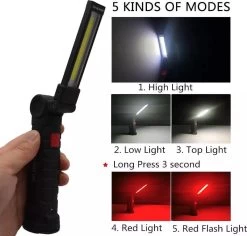 TLVX LED Werklamp Oplaadbaar Groot - Accu LED Lamp - LED Zaklamp - Magneet LED Lamp - Looplamp LED - Worklight - Garage Lamp - Dimbaar - Haak - Magnetisch - Magneet Voet - Zwenkarm - 2000 Lumen