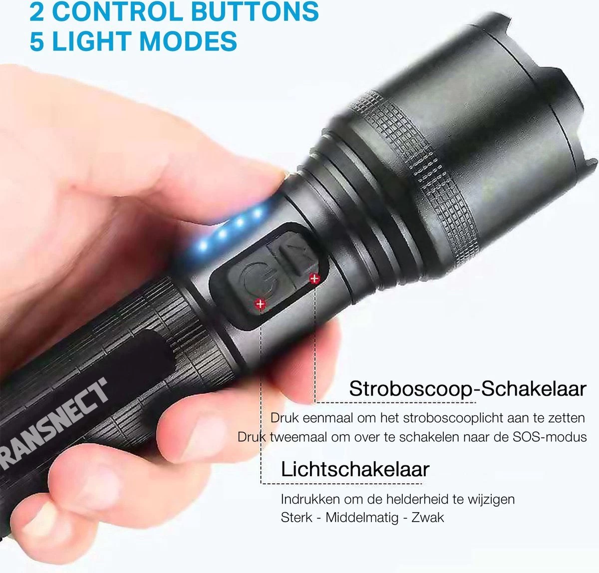 Zaklamp LED Oplaadbaar - 2000 Lumen - Inclusief 18650 En Batterijen Kabel - USB Oplaadbaar - Waterdicht - Voor Camping, Fishing, Emergency 3 Zaklamp LED Oplaadbaar - 2000 Lumen - Inclusief 18650 En Batterijen Kabel - USB Oplaadbaar - Waterdicht - Voor Camping, Fishing, Emergency - Afbeelding 3
