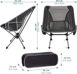 Smartpeas Camping Stoel Van Stevig 600D Polyester En Aluminium - Lichtgewicht En Opvouwbaar - Camping Gadget Inclusief Zijzakken +Plus: Strandmat & Draagtas -Kampeerclub 1200x1150 1