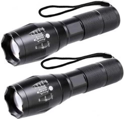 Besjaar Tactische Zaklampen (2 Stuks), Ultra Heldere LED-zaklamp, Zoombare Instelbare Focus, IP65 Waterbestendig, Draagbaar, 5 Lichtmodi Voor Binnen En Buiten, Kamperen, Noodgevallen, Wandelen (2 Stuks)