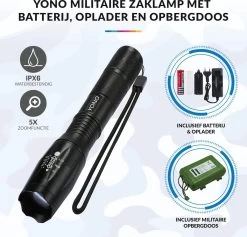 YONO Militaire Zaklamp LED Oplaadbaar - Inclusief Batterij En Oplader – Waterbestendige Zaklantaarn -Kampeerclub 1200x1150 20